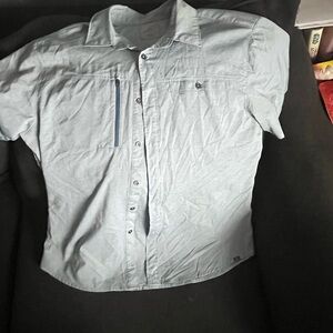 Ascend Blue Casual Button Down Shirt Short Sleeve